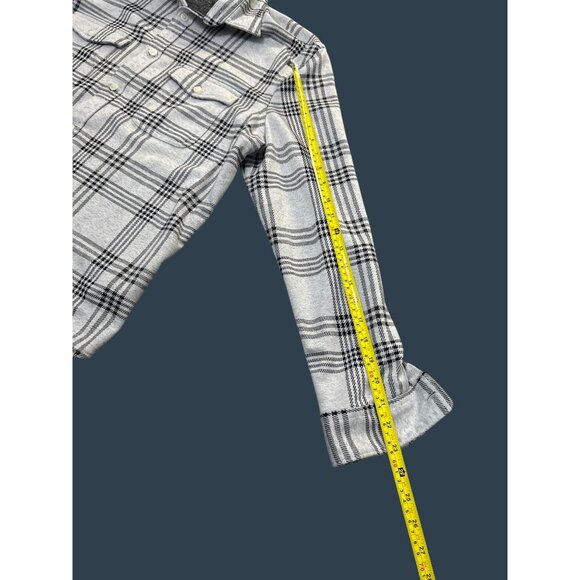 Plaid Long-Sleeve Button-Up Shirt By Express In Gray & Black - Picture 5 of 7